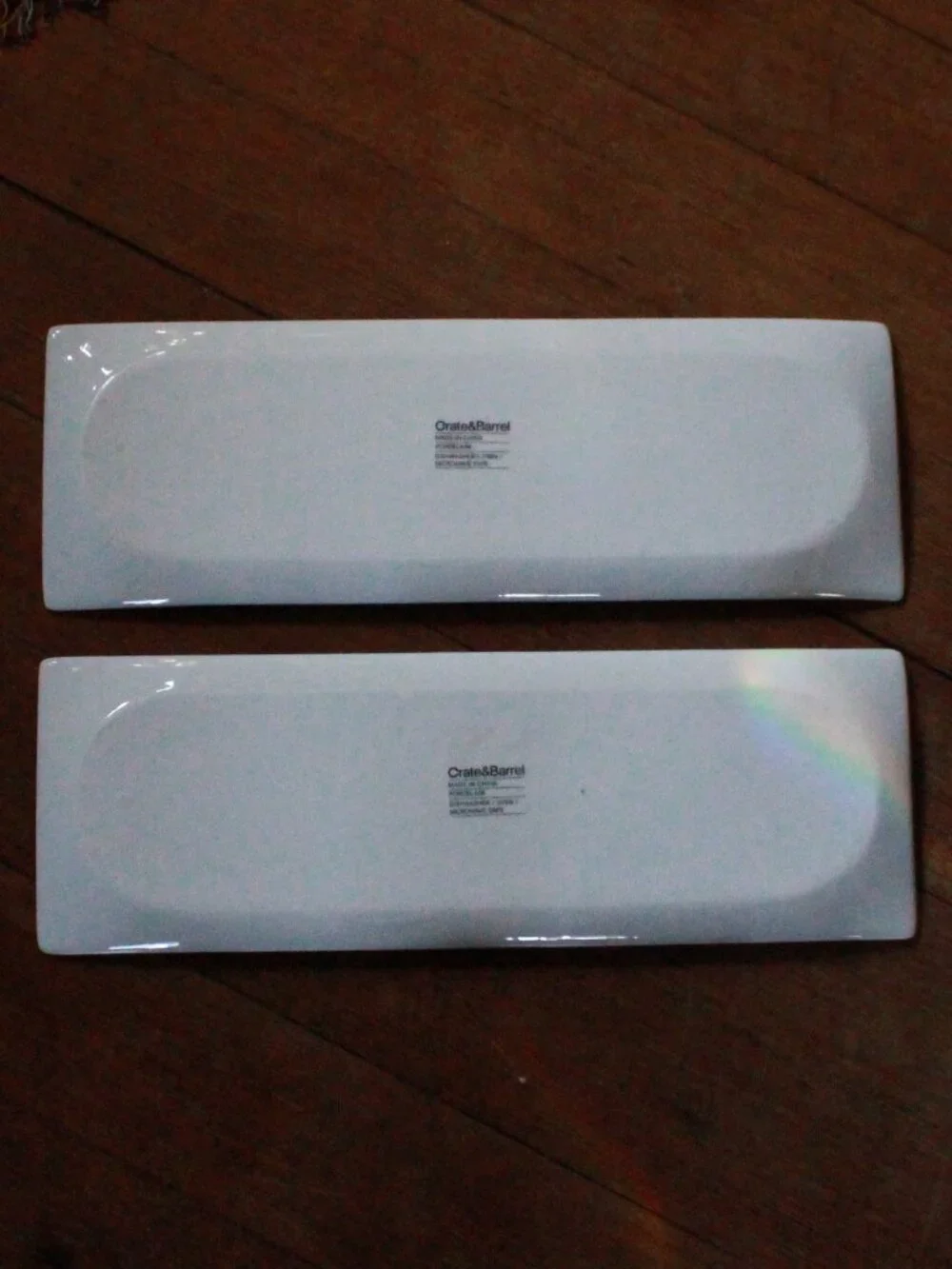 Pair of Crate&Barrel Raised Textured Design Porcelain Sushi Plates